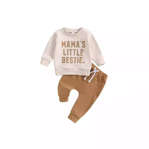 Cotton Letter Print Sweatshirt Suit